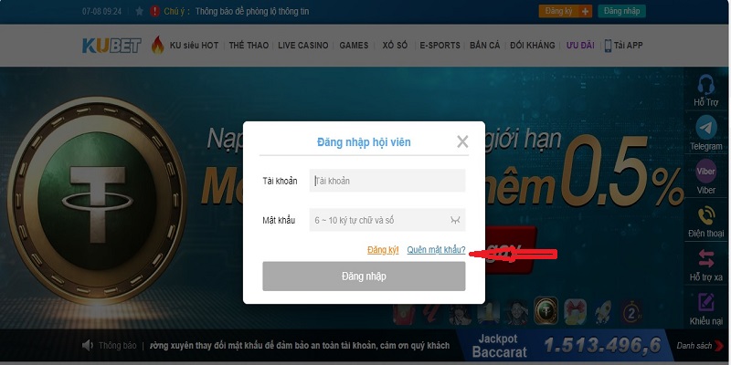Quên mật khẩu Kubet?